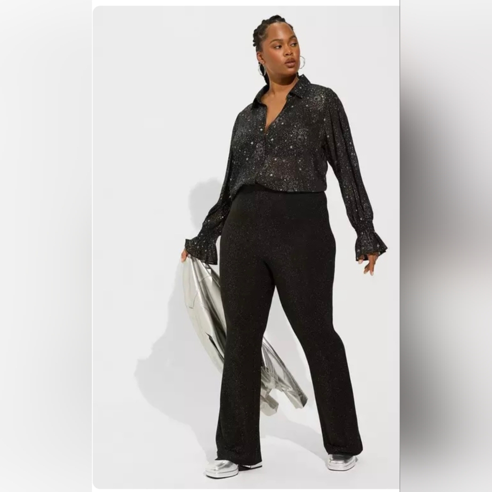Pull-On Flare Stretch Lurex High-Rise Pant sz 2X 18/20 luxury elegant formal Str
